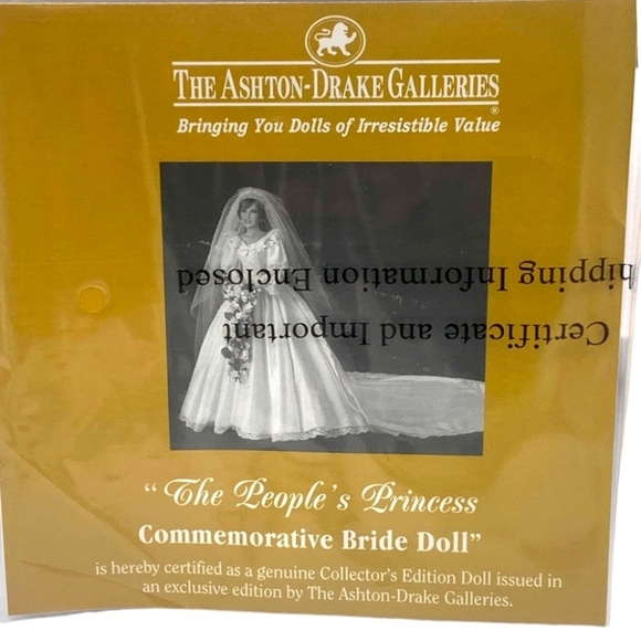 Ashton Drake Collectable Princess Diana Bride Doll The People's Princess NEW Wht - Picture 6 of 12